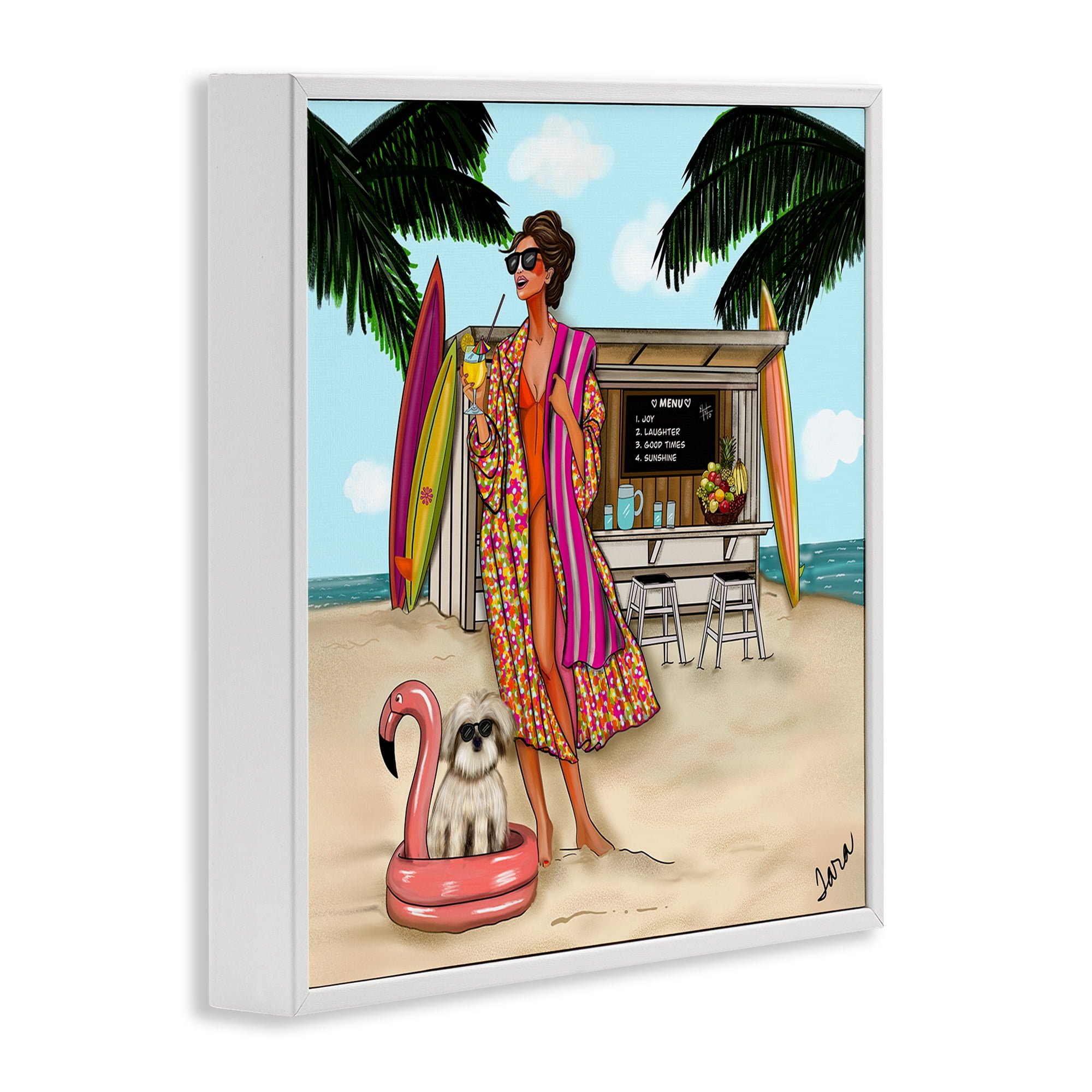 Stupell Industries Beach Girl in Summer Sun White Framed Giclee Art, design by Tara Boone