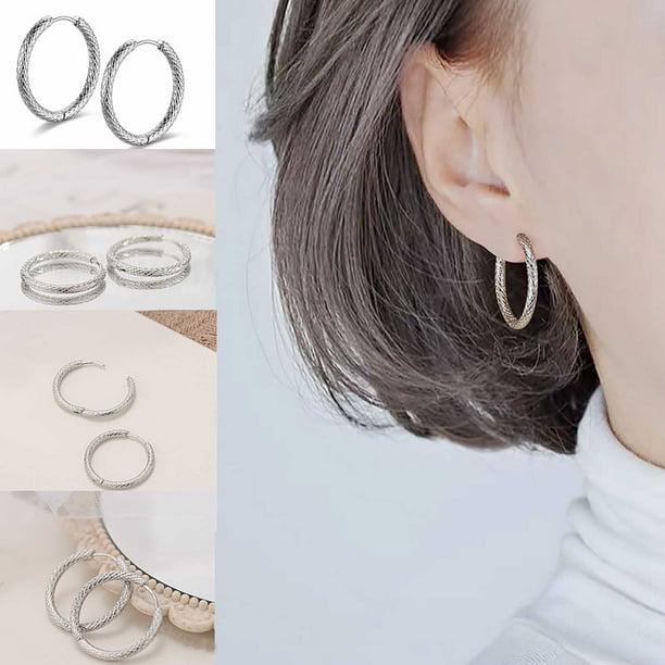 HomeKingdee Mesh Titanium Steel Earrings with Statement Buckle - Fashion Drop Earrings for Women Girls Everyday Wear and Gift Giving