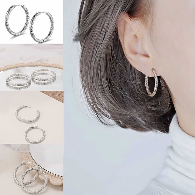 Dvkptbk Boucles d'Oreilles Mode en Maille Acier Titane avec Boucle de Déclaration Bijoux