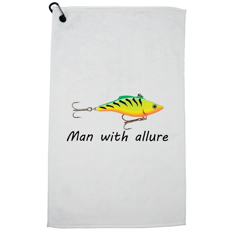 Fishing Man with Allure - A Lure - Attractive Golf Towel with Carabiner Clip