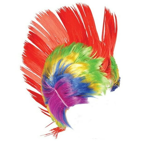 Team Spirit Wig - Adult Rainbow School and Team Spirit Mohawk Wig with LED lights