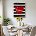 thumbnail image 5 of Canvas Wall Art, Valentines Red Love Heart Framed Canvas Prints for Bedroom Living Room, Withe and Black Stripe Gallery Wrapped Wall Decor for Home Office, Gifts, 12"x18" Ship Next Day, 5 of 7