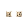 thumbnail image 3 of 14K Solid Gold Screw Back Stud Earrings for Women | 1.5 cttw Princess Cut Yellow Moissanite | Rose Gold, 3 of 5