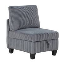 JERFIT Modern Corduroy Storage Ottoman Armless Chair, Dark Gray Upholstered Accent Chair with Hidden Compartment for Living Room, Bedroom