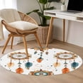 thumbnail image 4 of Round Rugs 4Ft, Boho Geometric Round Area Rug Washable Indoor Throw Carpet, Ethnic Feathers Patterns Retro Farmhouse Soft Non Slip Circle Rug for Kitchen Nursery Room Home Decor Aesthetic, 4 of 8