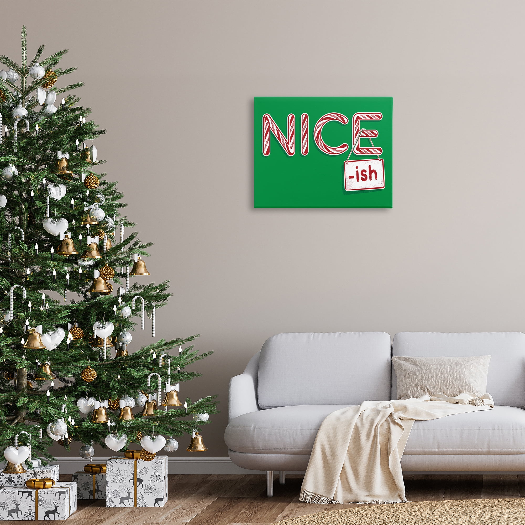 Stupell Industries Nice-Ish Holiday Humor Holiday Painting Gallery Wrapped Canvas Art Prints Wall Art, 30 x 24