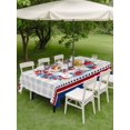 thumbnail image 4 of Outdoor Tablecloth with Umbrella Hole for Patio/Picnic/Party/Camping, Patriotic American Flag Waterproof Table Cloth Rectangle Table Cover Washable, Blue Red Flowers Wreath Gray Plaid (54"x 80"), 4 of 9