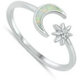 thumbnail image 4 of CHOOSE YOUR COLOR White Simulated Opal Star Moon Ring .925 Sterling Silver Band CZ Female Size 7, 4 of 4