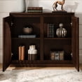 thumbnail image 4 of Mid Century Modern Fluted Sideboard Cabinet, Narrow Wood Storage Cabinet with 2 Doors, Side Buffet Cabinet for Living Room, Kitchen, Entryway, Hallway, Dark Walnut, 4 of 9