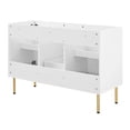 thumbnail image 2 of Pemberly Row 48" Wood & Rattan Bathroom Vanity Cabinet in White, 2 of 11