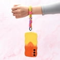 thumbnail image 5 of for Samsung Galaxy S24 Gradient Wavy Case with Wrist Strap Lanyard Cute Love Heart Curly Wave Frame Design Solid Color Soft Silicone Shockproof Cover for Girls Women, Orange/Yellow, 5 of 12