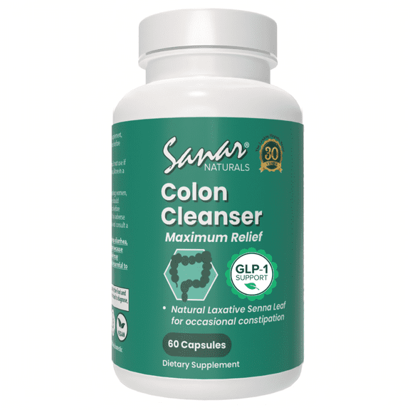Sanar Naturals Colon Cleanser Maximum Relief Laxative - with Senna Leaf Herbal Supplement Blend, 60 Capsules