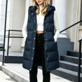 thumbnail image 5 of IUYRTFE Women's Long Hooded Puffer Vest with High Collar and Zipper Front Quilted Winter Coat with Pockets, 5 of 7