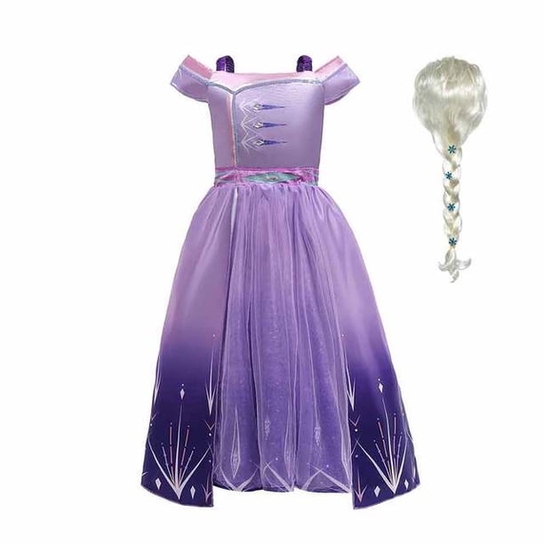 Disfraz de Elsa de Frozen 2 para niñas, vestido de princesa de Disney, traje de fiesta de cumpleaños para niños, disfraz de Elsa púrpura Fivean unisex