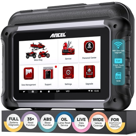ANCEL MT700 OBD2 Scanner Full Systems ABS Transmission Motorcycle  Diagnostic Tool with 35  Reset Functions for Aprilia/Benelli/MMW/BRP/Ducati/Harley/Honda/Indian/Suzuki