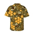 thumbnail image 3 of Haiem Bees and Honeycombs Printed Hawaiian Shirt for Men - Men’s Casual Beach Summer Shirts - Stretch Fabric with Modern Fit-X-Large, 3 of 9