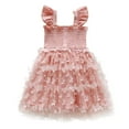 thumbnail image 2 of CHUOU Little Girl Tutu Dress Tulle Ruffles Flower Girls Wedding Party Dresses For 4-5 Years, 2 of 4