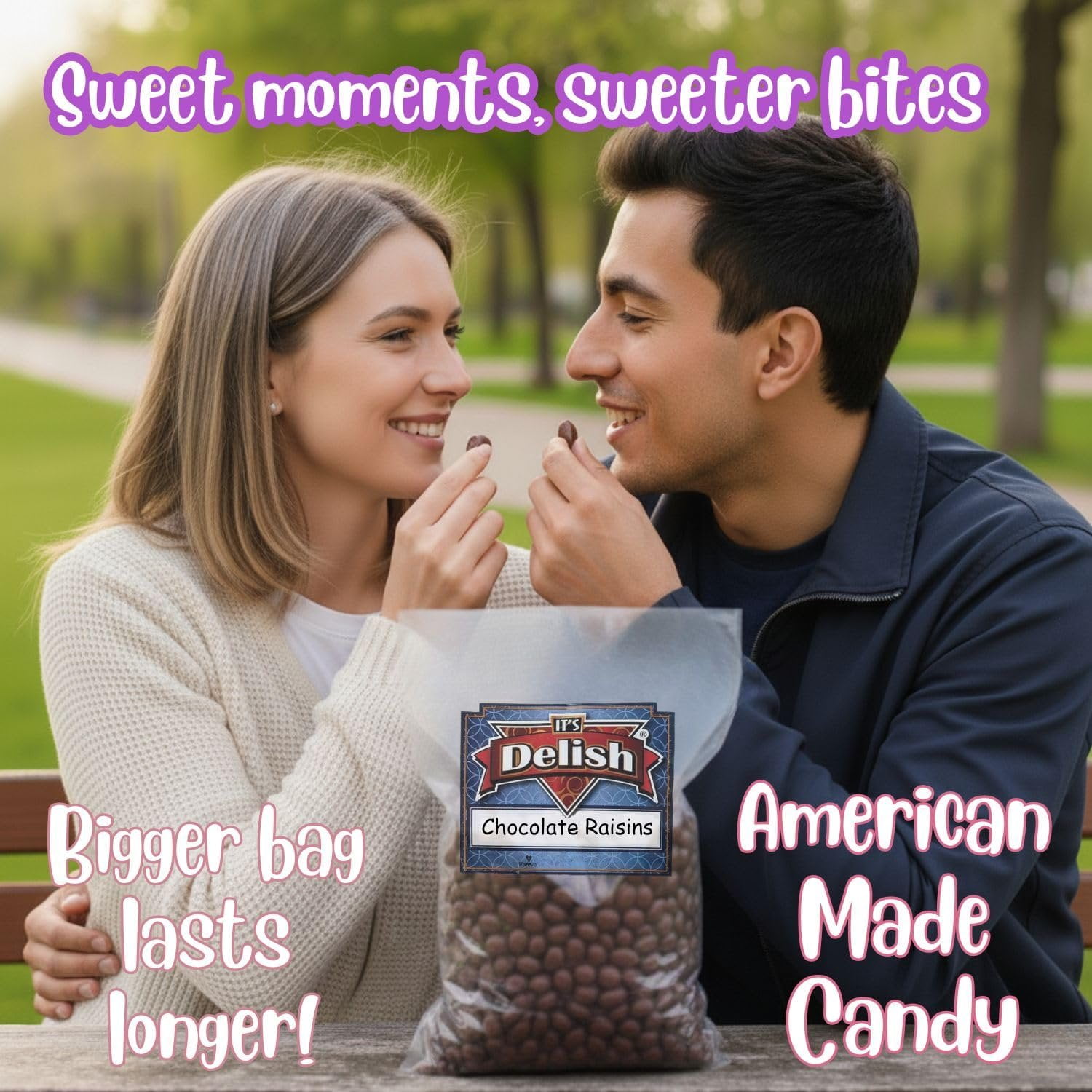 Gourmet Chocolate Covered Raisins by Its Delish, 1 Lb Bulk Bag  Dark Chocolate with Raisins Healthy Snacking  Dried Raisin Chocolate Candy Snacks  USA Made, Vegan, Kosher Parve