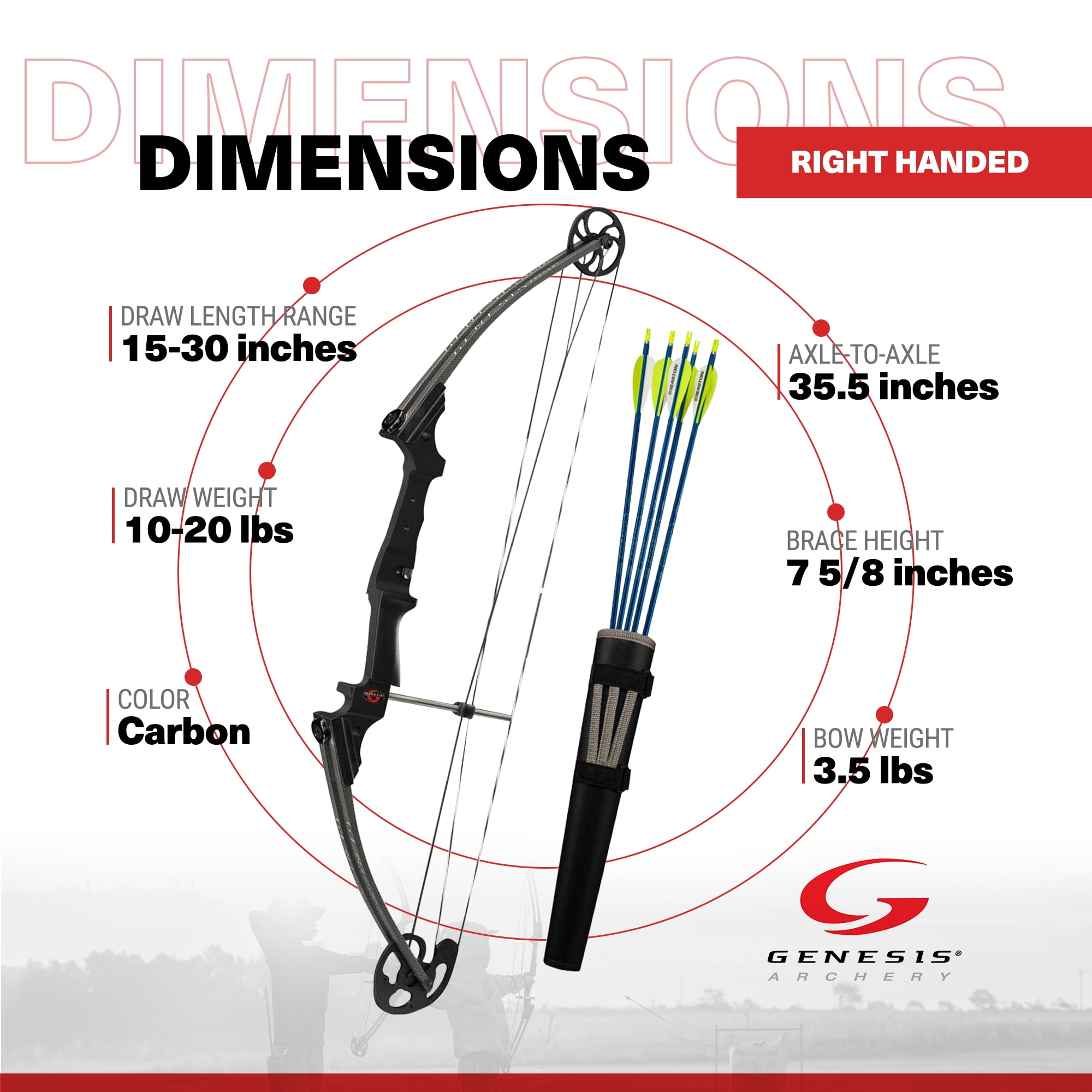 GENESIS ARCHERY ハンドル Genesis Archery Original 20 Pound Carbon Fiber Right Hand
