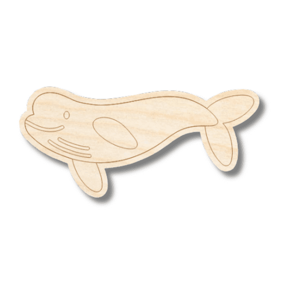 Unfinished Wood Etched Beluga Whale Shape 16" / 1/4"