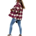 thumbnail image 4 of DYMADE Women Plus Size Loose Casual Retro Plaid Long Sleeve Jacket Coat, 4 of 4