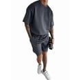 thumbnail image 3 of Men'S Two Piece Outfits Sets: Crew Neck Summer T-Shirt and Shorts Set with Pockets Dark Gray XXL, 3 of 7