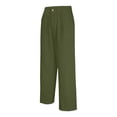 thumbnail image 5 of Men's Linen Blend Dress Pants Pleated High Waist Straight Leg Loose Fit Business Office Casual Trousers Army Green 2XL, 5 of 5
