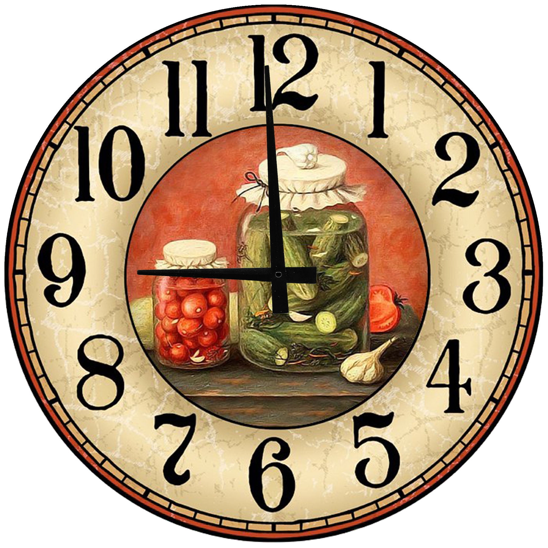 Round Wood Wall Clock Fresh Food Rustic Kitchen Large Clock Wall Art 12