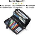 thumbnail image 2 of Women's wallet, large capacity leather women's wallet, zip clutch, bracelet with RFID blocking,Great gift for Wife, Girlfriend/Black, 2 of 6