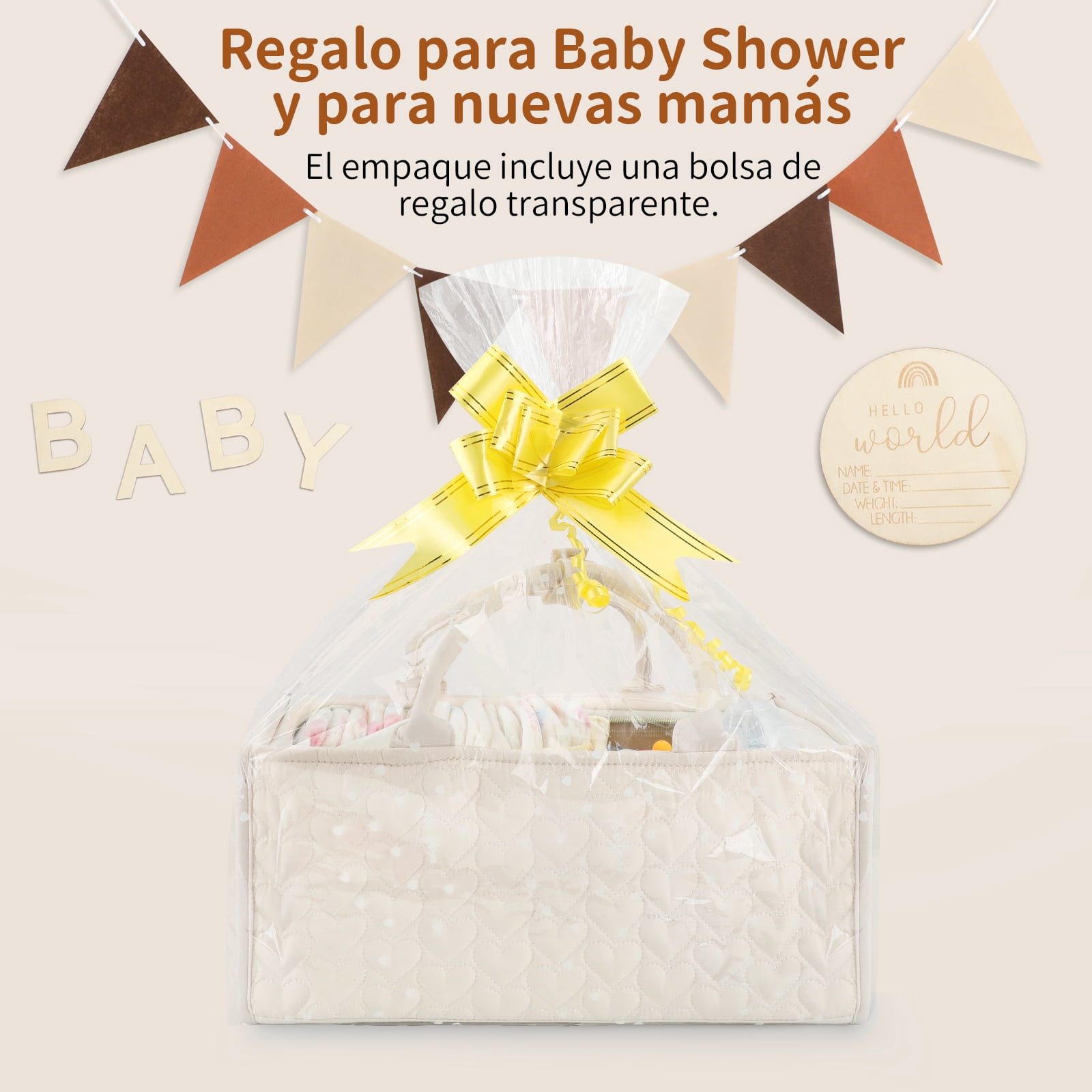 Baby Diaper Caddy, Soft Quilted Fabric Nursery Storage Organizer with Dividers & Side Pockets, Foldable Portable Changing Basket, Ideal Baby Shower Gift for Newborn