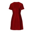 thumbnail image 6 of Womens Dresses Summer Colored Loose and Satin Short-sleeved V-neck Pleated Dress L, 6 of 7