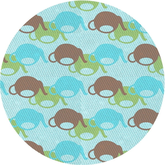 Ahgly Company Machine Washable Indoor Round Transitional Tron Blue Area Rugs, 3' Round