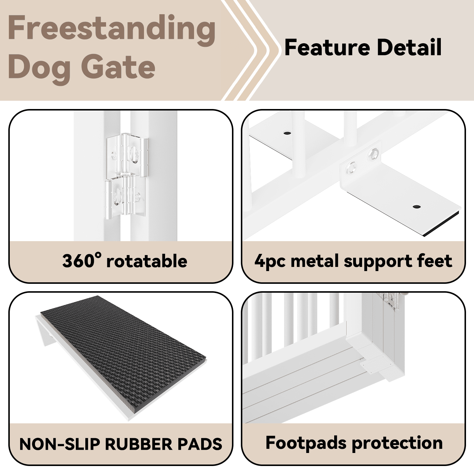32''Height Full Matel Freestanding Dog Gate with Door, 8 Panels Extra Wide Free Standing Tall Dog Gates for Doorways,House,Stairs,Porch,Deck,Yard