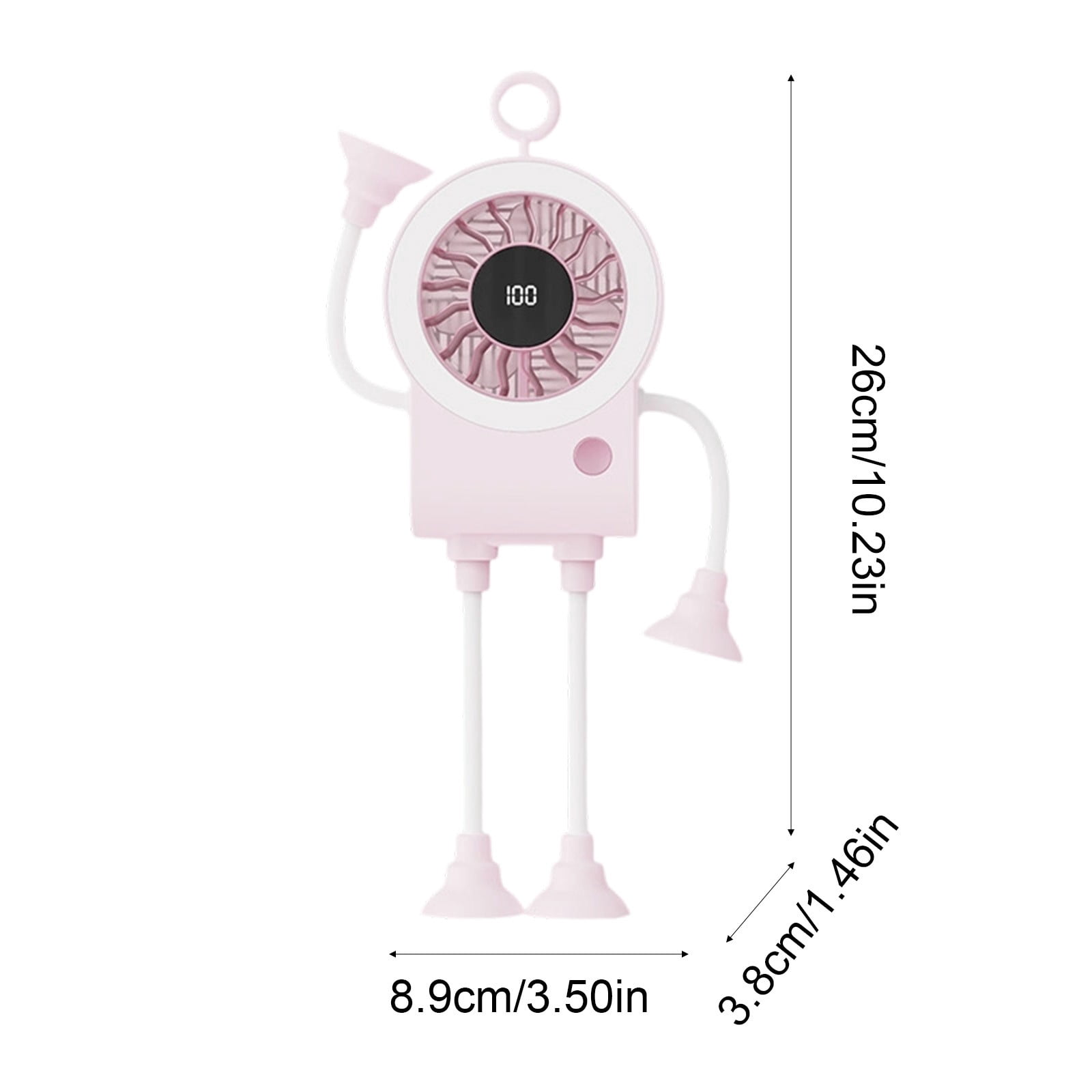 USB Rechargeable Suction Cup Fan with 5 Speeds & Digital Display, Portable Mini Fan with Adjustable Gooseneck & LED Power Display for Kitchen, Office & Home,Summer Essentials