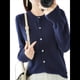 thumbnail image 1 of Suéter de Larga con Cuello Redondo de Color Liso para Mujer, Chaqueta de Punto Combinable para y Otoño Azul Marino XXL, 1 of 8