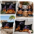 thumbnail image 5 of Halloween Outdoor Waterproof Pillow Covers, Orange Fall Pumpkin Witch Hat Bat Black Decorative Square Throw Pillowcase Sofa Cushion Sham for Patio/Couch/Chair, 18"x18" 2 Pack, 5 of 8