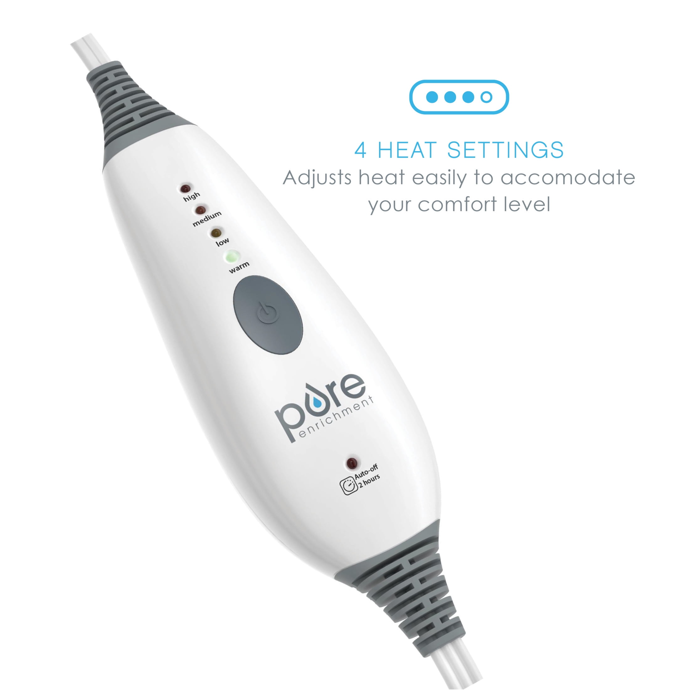 Pure Enrichment Deluxe Electric Heating Pad, Full Body Therapy, 4 InstaHeat Settings, Machine-Washable, 24x12"