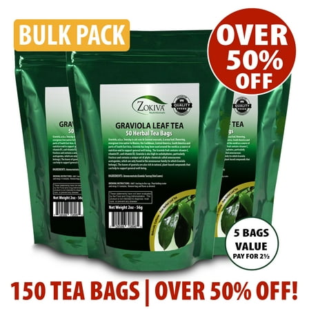 Graviola Leaf Tea Bags – 150 Herbal Tea Bags - Soursop- Guanabana