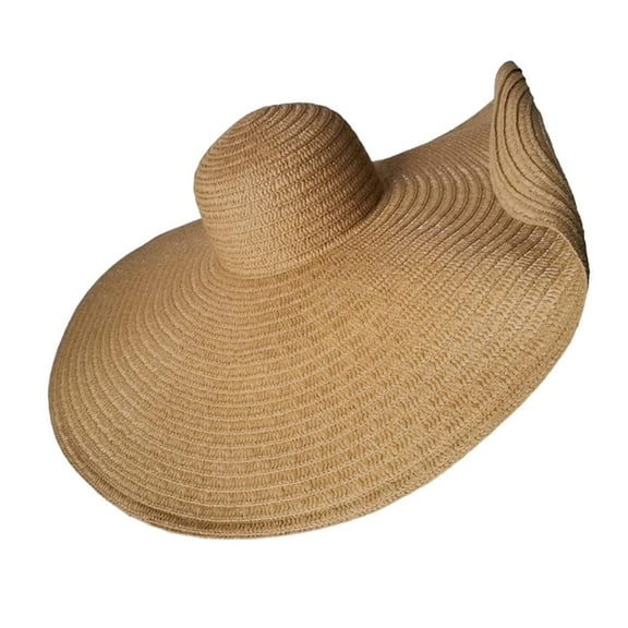Women Beach Hat, Summer Floppy Wide Brim Hat, Roll Up , Sun Beach Straw Hat UV Protection - Brown