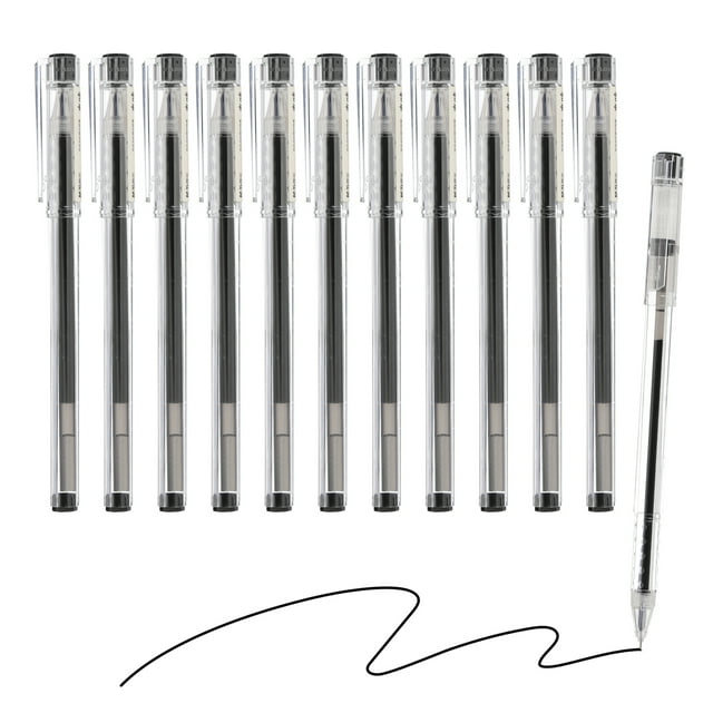 Uxcell Gel Pen Medium Point 0.5mm, 12 Pack Smooth Black Gel Ink Rollerball Pen for Home Office Writing Note Taking Journaling Business, Style 3
