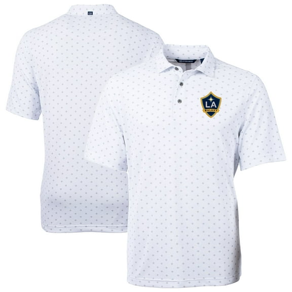 Men's-Cutter & Buck  White LA Galaxy Big & Tall Virtue Eco Pique Tile Print Recycled Polo