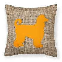 Carolines Treasures BB1066-BL-OR-PW1414 Afghan Hound Burlap and Orange   Canvas Fabric Decorative Pillow BB1066 14Hx14W