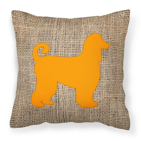 Carolines Treasures BB1066-BL-OR-PW1414 Afghan Hound Burlap and Orange Canvas Fabric Decorative Pillow BB1066 14Hx14W