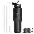 thumbnail image 5 of BUZIO 32oz Insulated Stainless Steel Water Bottle with Straw Lid and Flex Cap, Toxin-free, Stay Cold, Black, 5 of 10