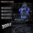 thumbnail image 3 of Bigzzia Gaming Chair with Massage & Footrest, PU Leather Game Chair with Lumbar Support & Headrest, Height Adjustable, Blue, 3 of 9