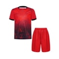 thumbnail image 4 of Raenseen Ensemble de Sport pour Garçons, Tenues d'Entraînement 2 Pcs, T-shirts et Shorts Athlétiques Rouges 16, 4 of 9