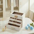 thumbnail image 1 of Caja de Joyas con Tapa de Vidrio, 4 Niveles, 3 Cajones, para Gafas de Sol, Grande, Blanco,Blanco, 1 of 11