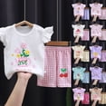 thumbnail image 5 of JUMESGU Cute Girls Outfits Girls Short Sleeve T-Shirt and Shorts Set for Big Kids And Toddler (Pink & Dark Purple,2-3 Years), 5 of 6