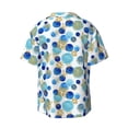 thumbnail image 6 of Lsque Golden Blue Snowflakes print Men's Cuban Collar Short Sleeve Shirt Summer Beachwear Casual Button Down Fashionable Vacation Leisure Shirt-Small, 6 of 7
