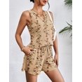 thumbnail image 3 of Ekouaer Women 2 Piece Sets Waffle Knit Tank Top Lounge Short Sets Casual Summer Matching Outfits with Pockets Floral Beige, 3 of 6